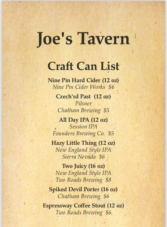 Joe's Tavern - Cohoes, NY menu_pic