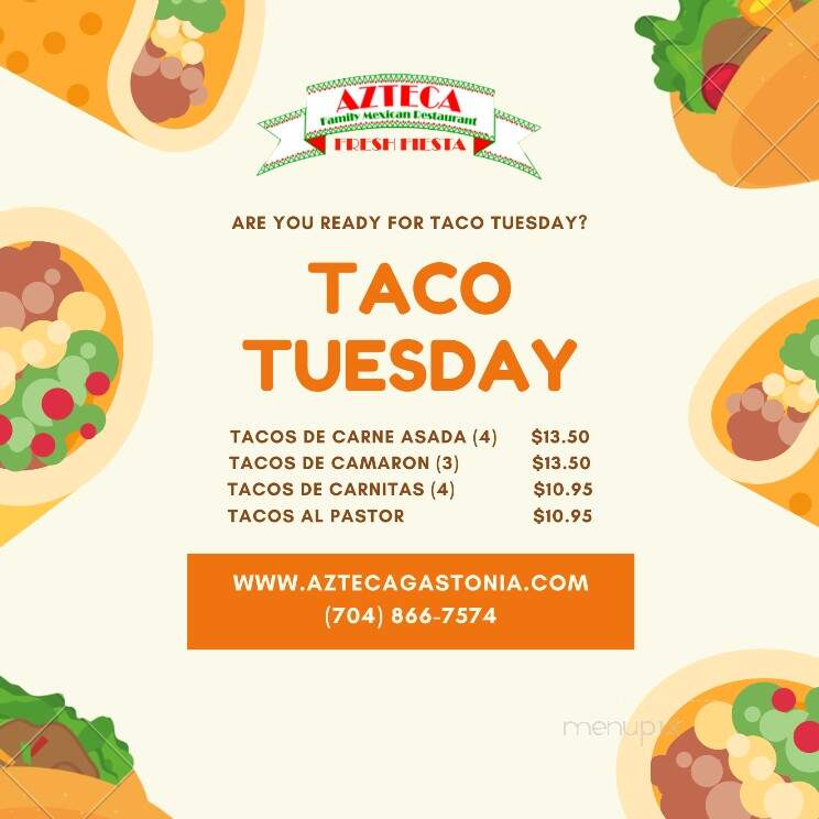 Azteca Family Mexican Restaurant - Gastonia, NC menu_pic