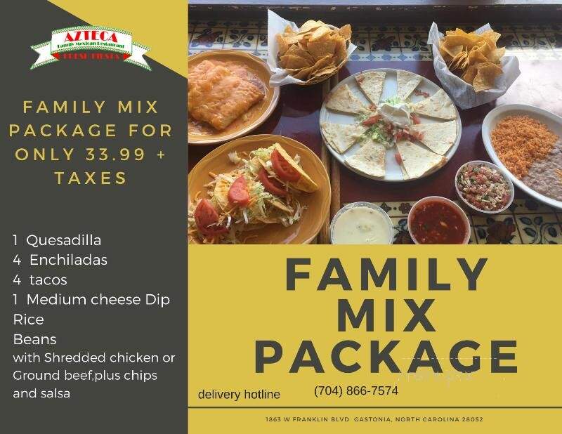 Azteca Family Mexican Restaurant - Gastonia, NC menu_pic
