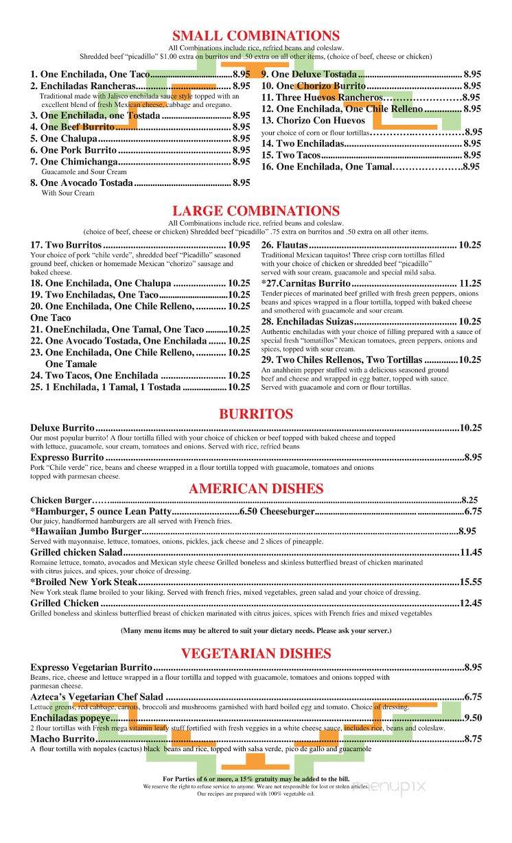 Azteca Family Mexican Restaurant - Gastonia, NC menu_pic