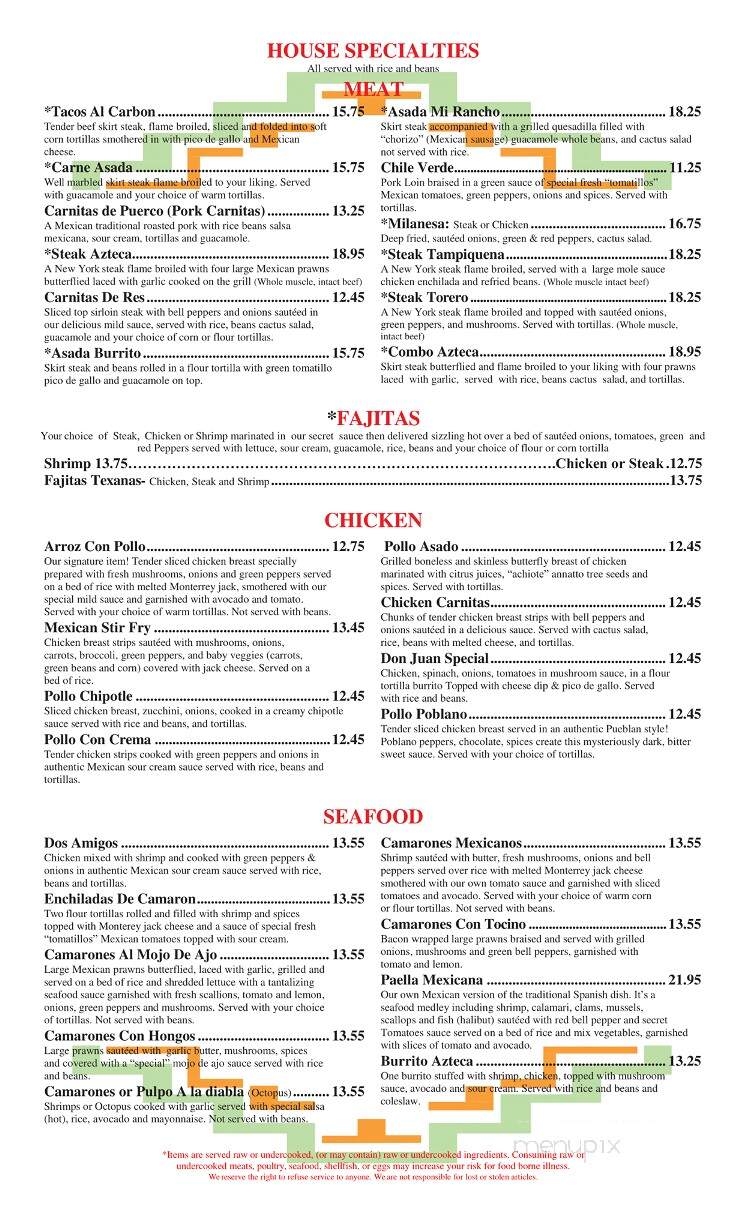 Azteca Family Mexican Restaurant - Gastonia, NC menu_pic