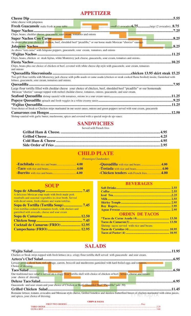 Azteca Family Mexican Restaurant - Gastonia, NC menu_pic
