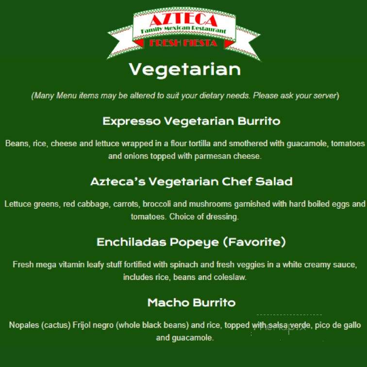 Azteca Family Mexican Restaurant - Gastonia, NC menu_pic