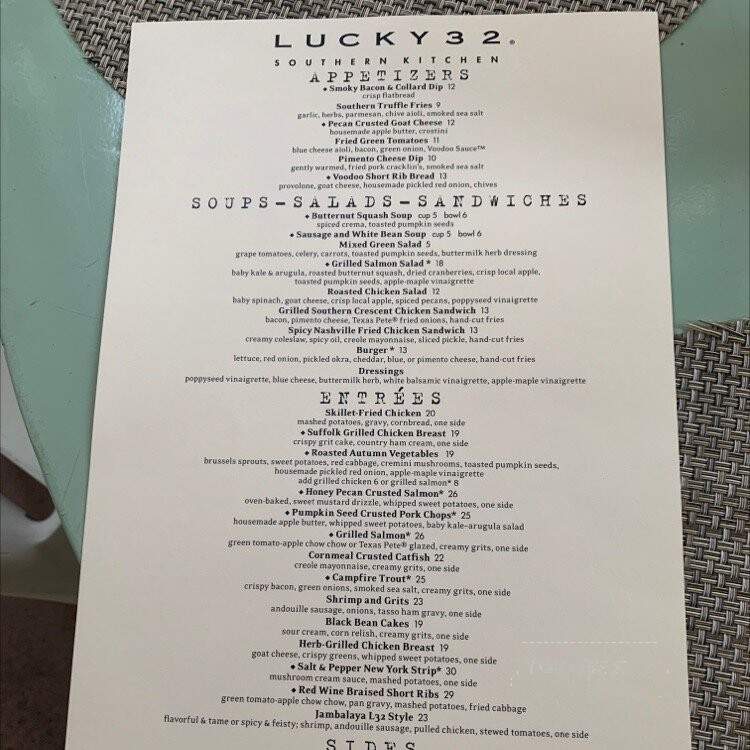 Lucky 32 Restaurant - Greensboro, NC menu_pic