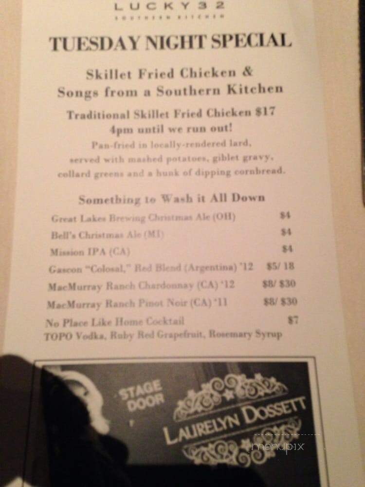 Lucky 32 Restaurant - Greensboro, NC menu_pic
