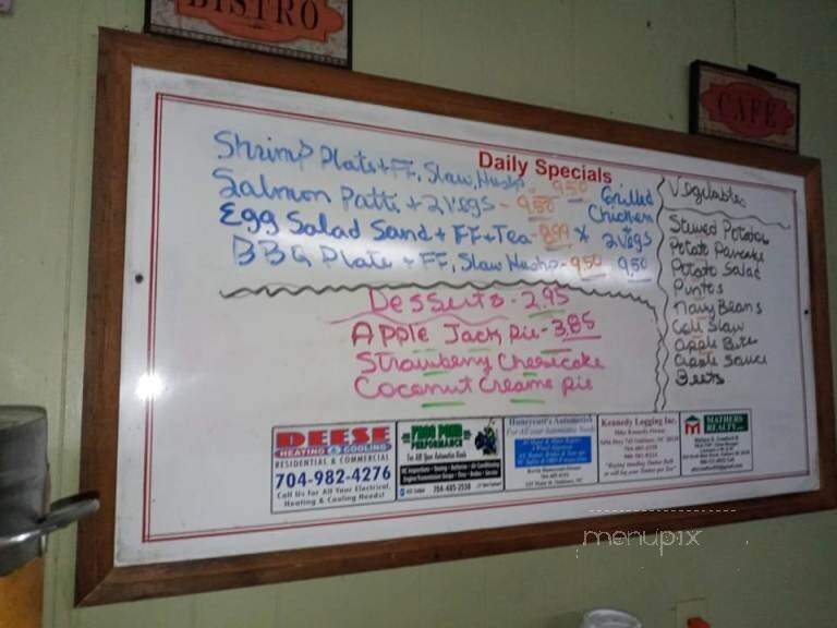 Tammy's Oakboro Restaurant - Oakboro, NC menu_pic