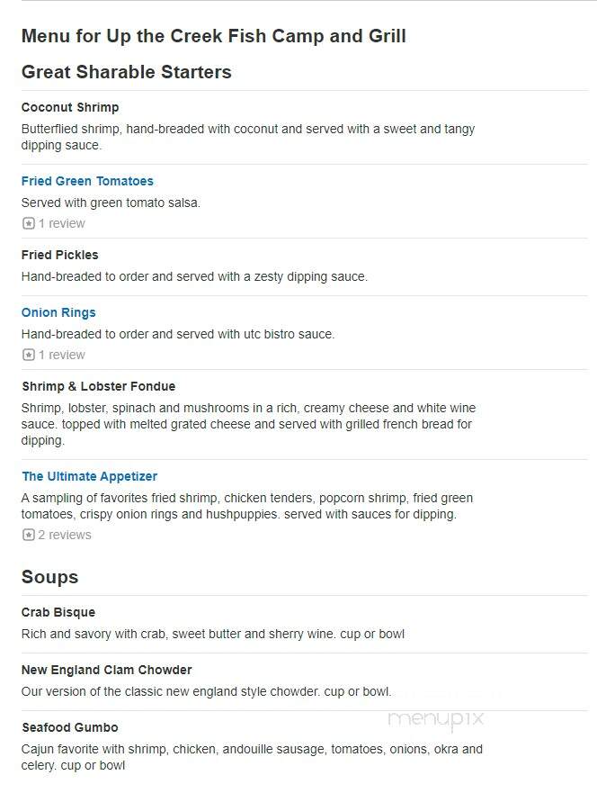 Up The Creek Fish Camp & Grill - Minot, ND menu_pic