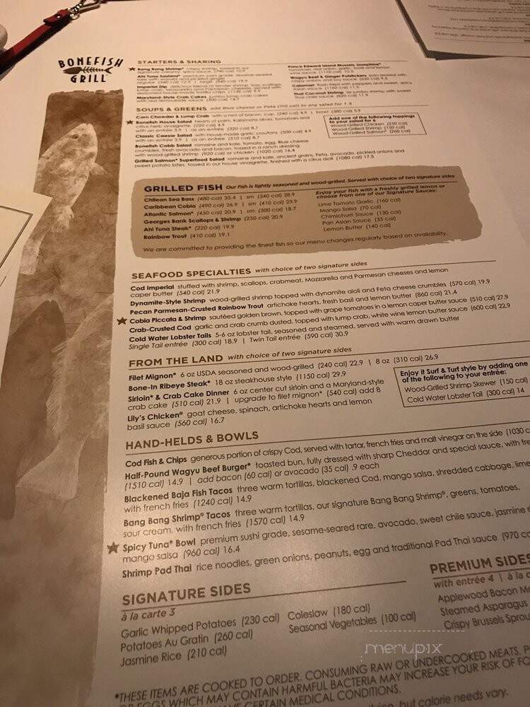 Bonefish Grill - Exton, PA menu_pic