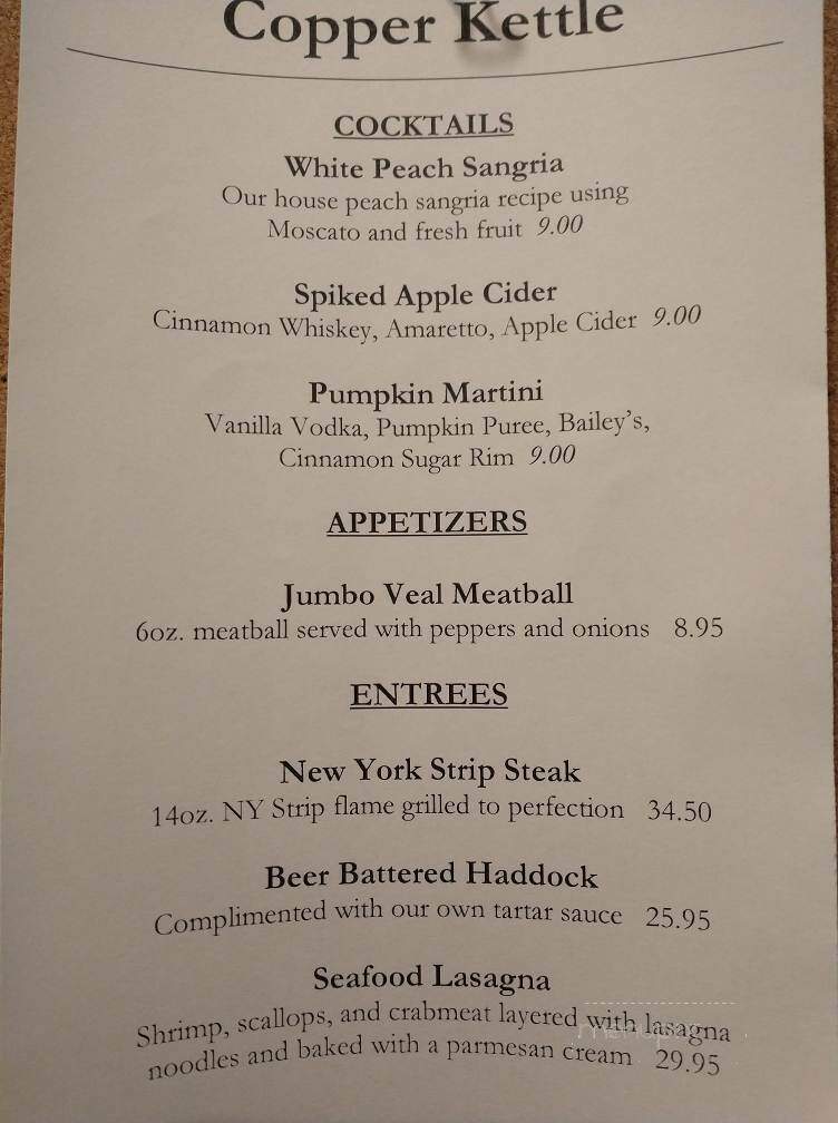 Copper Kettle - Chambersburg, PA menu_pic