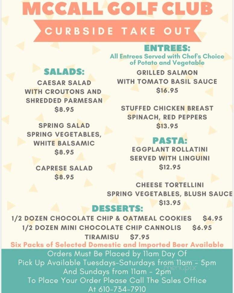 McCall Golf & Country Club - Upper Darby, PA menu_pic