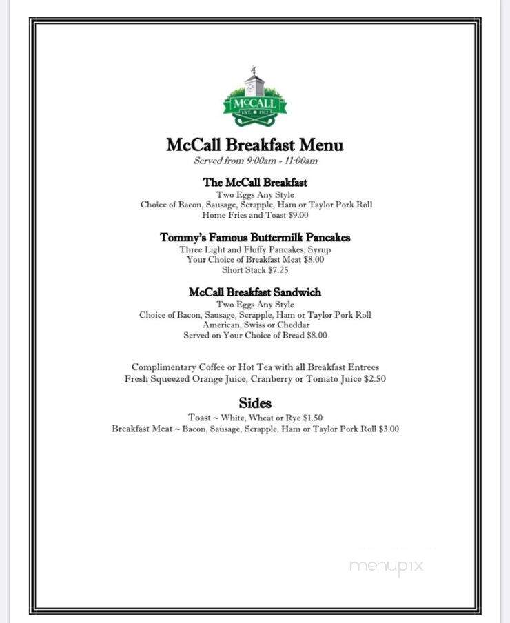 McCall Golf & Country Club - Upper Darby, PA menu_pic