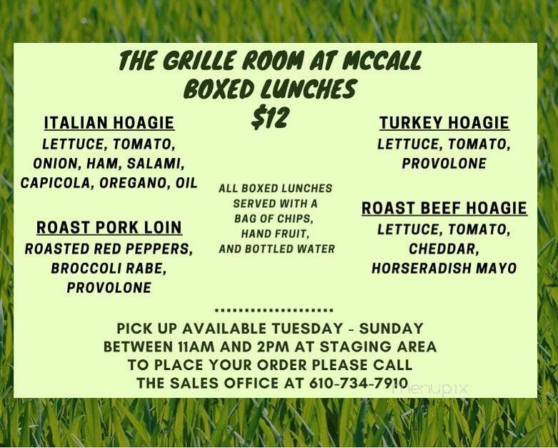 McCall Golf & Country Club - Upper Darby, PA menu_pic
