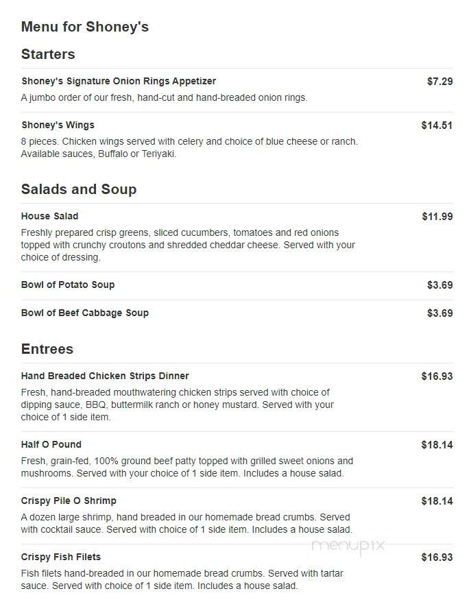 Shoney's - Florence, SC menu_pic