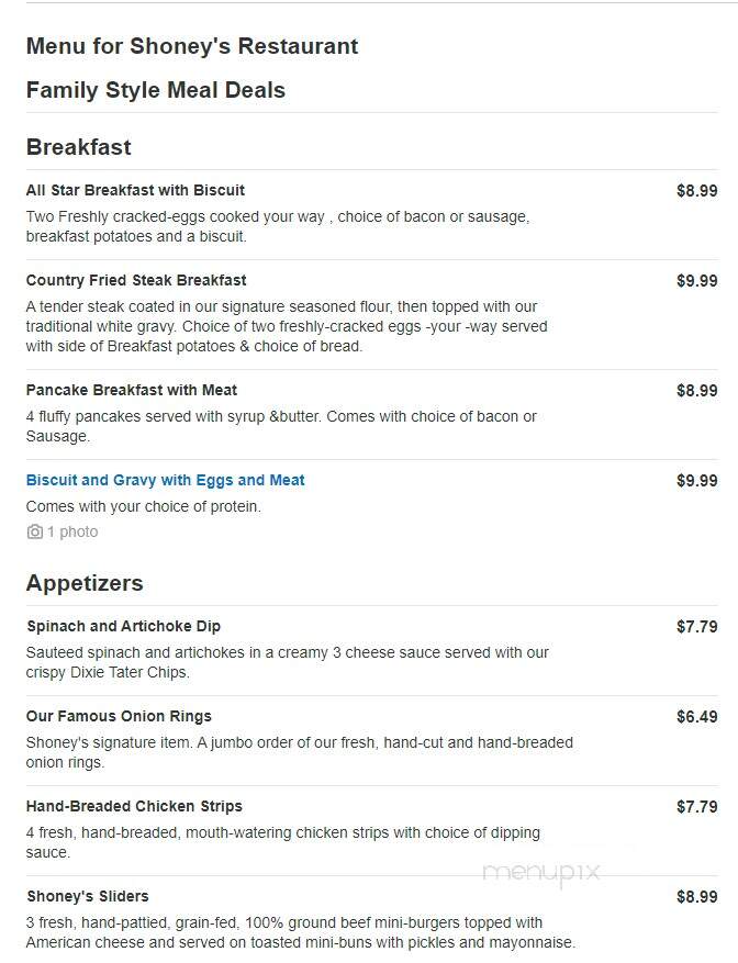 Shoney's - Clarksville, TN menu_pic