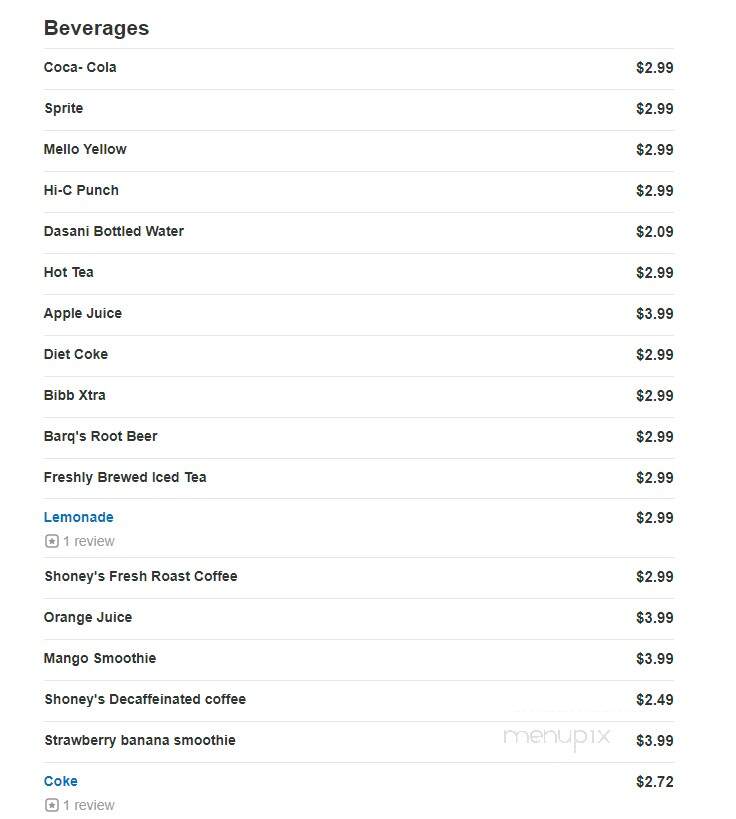 Shoney's - Clarksville, TN menu_pic
