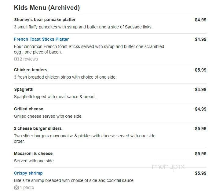 Shoney's - Clarksville, TN menu_pic