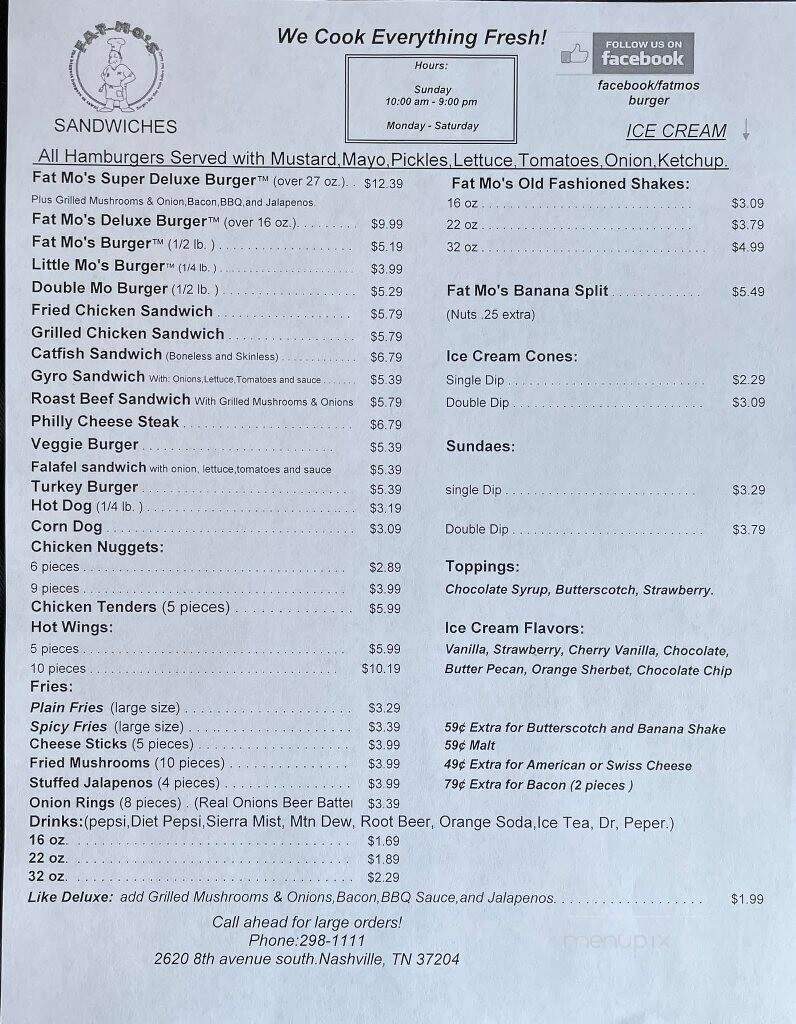 Fat Mo's No 1 - Nashville, TN menu_pic