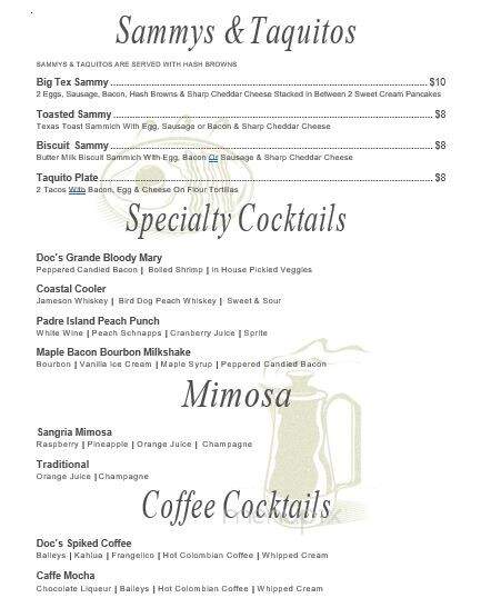 Doc's Seafood & Steaks - Corpus Christi, TX menu_pic