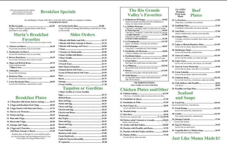 El Torito Mexican Grill - Brownsville, TX menu_pic