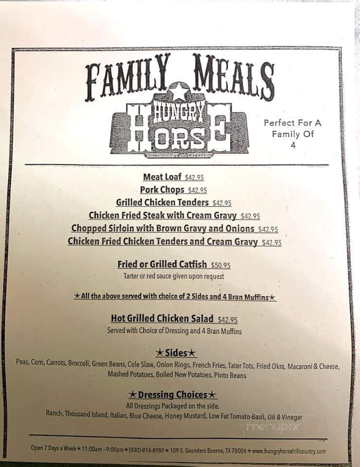 Hungry Horse Restaurant and Catering - Boerne, TX menu_pic