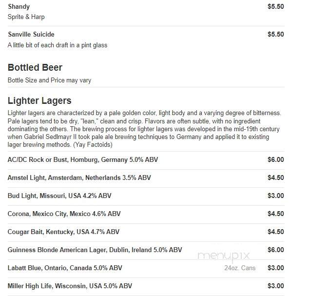 Irish Pub On Washington Street - Lewisburg, WV menu_pic