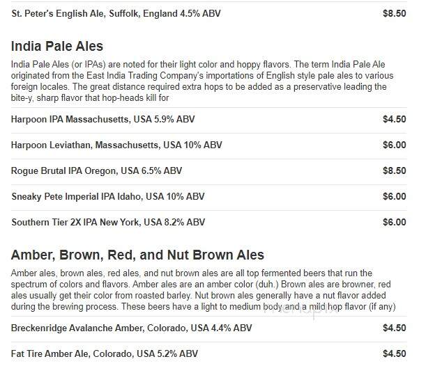 Irish Pub On Washington Street - Lewisburg, WV menu_pic