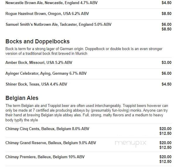 Irish Pub On Washington Street - Lewisburg, WV menu_pic
