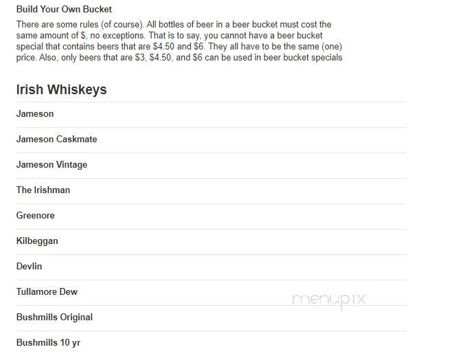 Irish Pub On Washington Street - Lewisburg, WV menu_pic