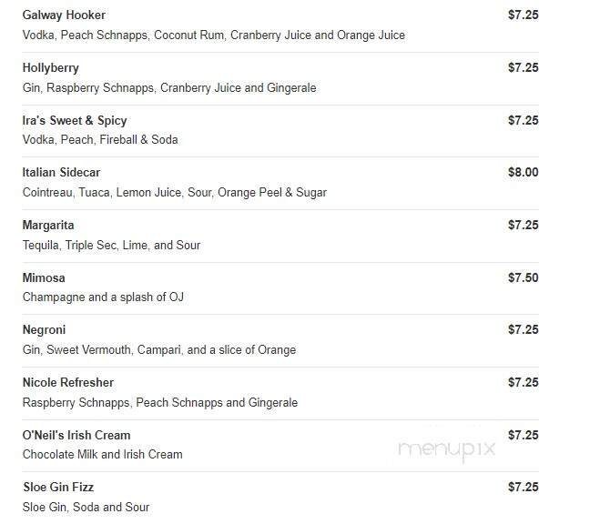 Irish Pub On Washington Street - Lewisburg, WV menu_pic