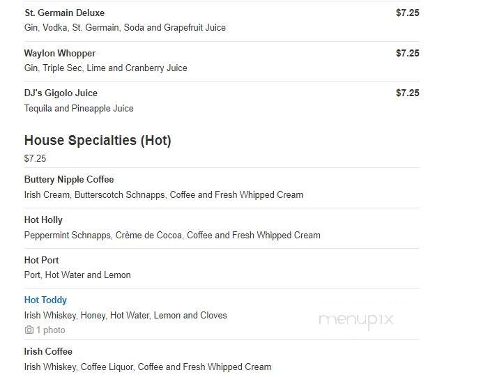 Irish Pub On Washington Street - Lewisburg, WV menu_pic