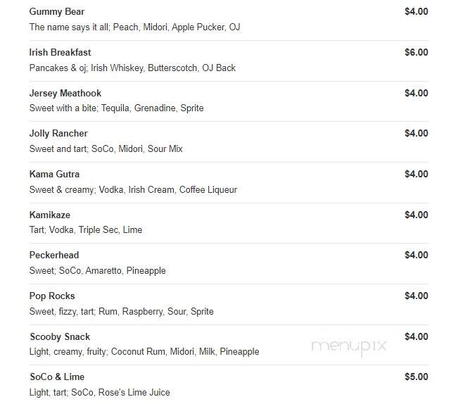 Irish Pub On Washington Street - Lewisburg, WV menu_pic