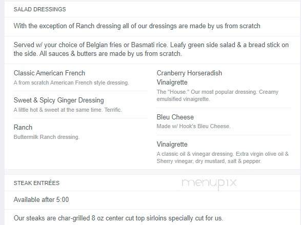 Brewery Creek Inn - Mineral Point, WI menu_pic