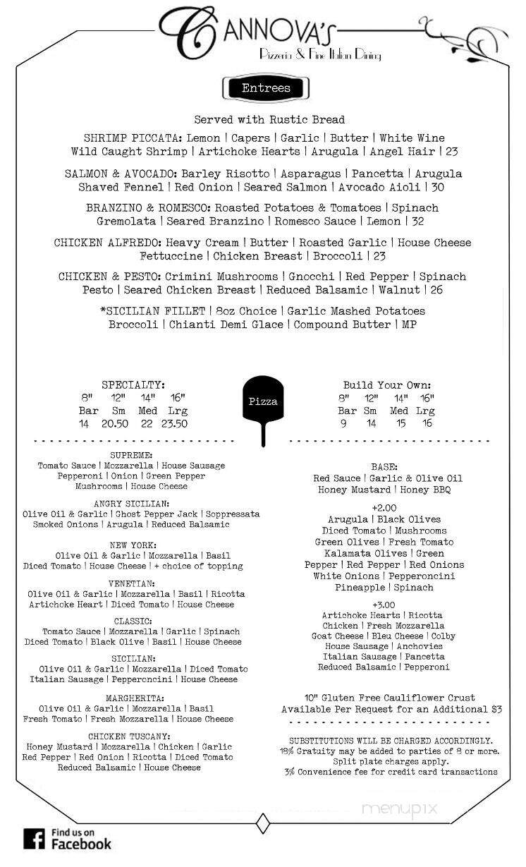 Cannova's Restaurant - Neenah, WI menu_pic