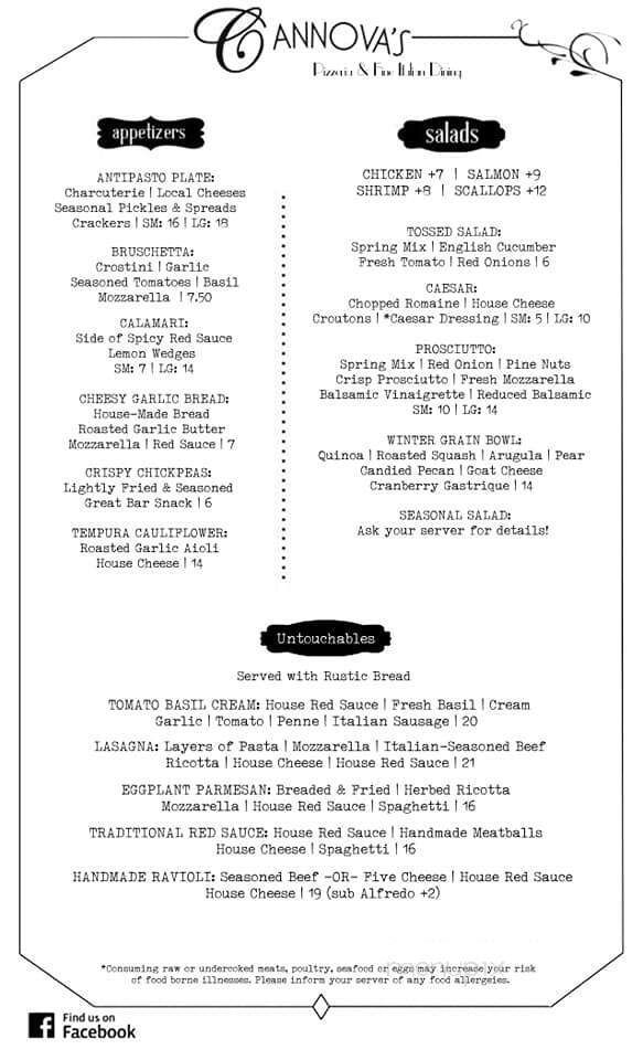 Cannova's Restaurant - Neenah, WI menu_pic