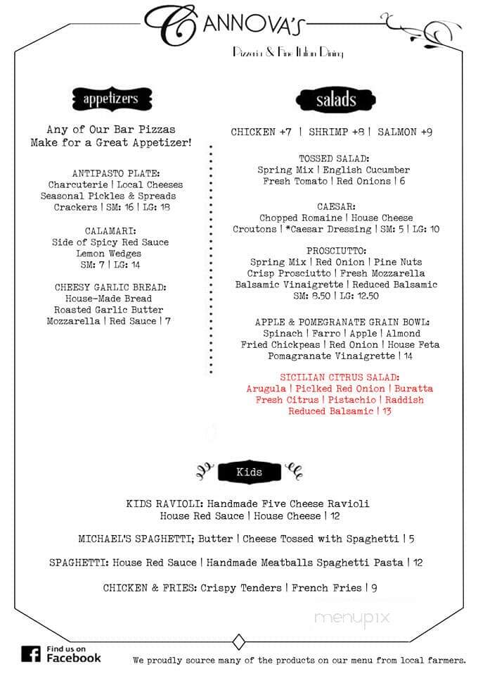 Cannova's Restaurant - Neenah, WI menu_pic