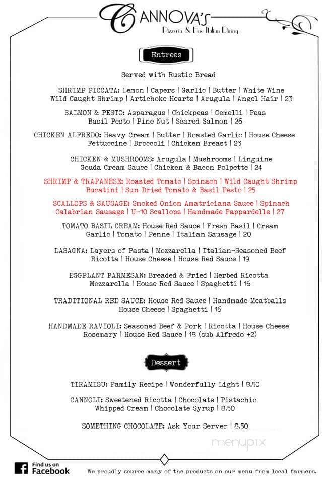 Cannova's Restaurant - Neenah, WI menu_pic
