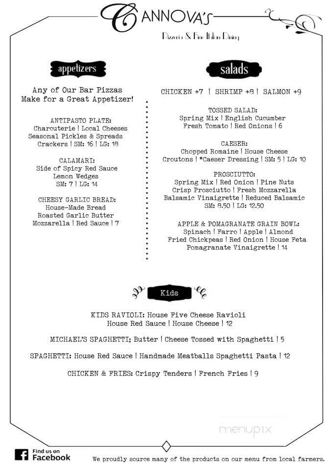 Cannova's Restaurant - Neenah, WI menu_pic