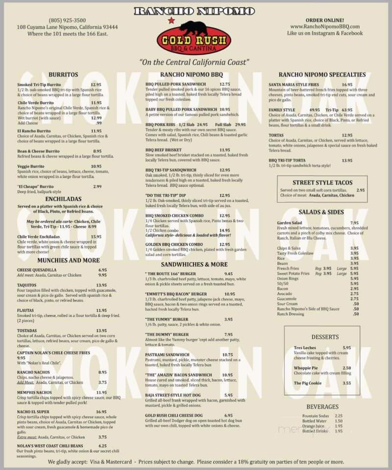 Rancho Nipomo Deli & BBQ - Nipomo, CA menu_pic