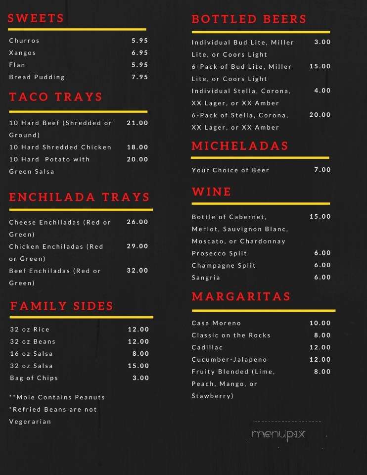 Casa Moreno - Covina, CA menu_pic