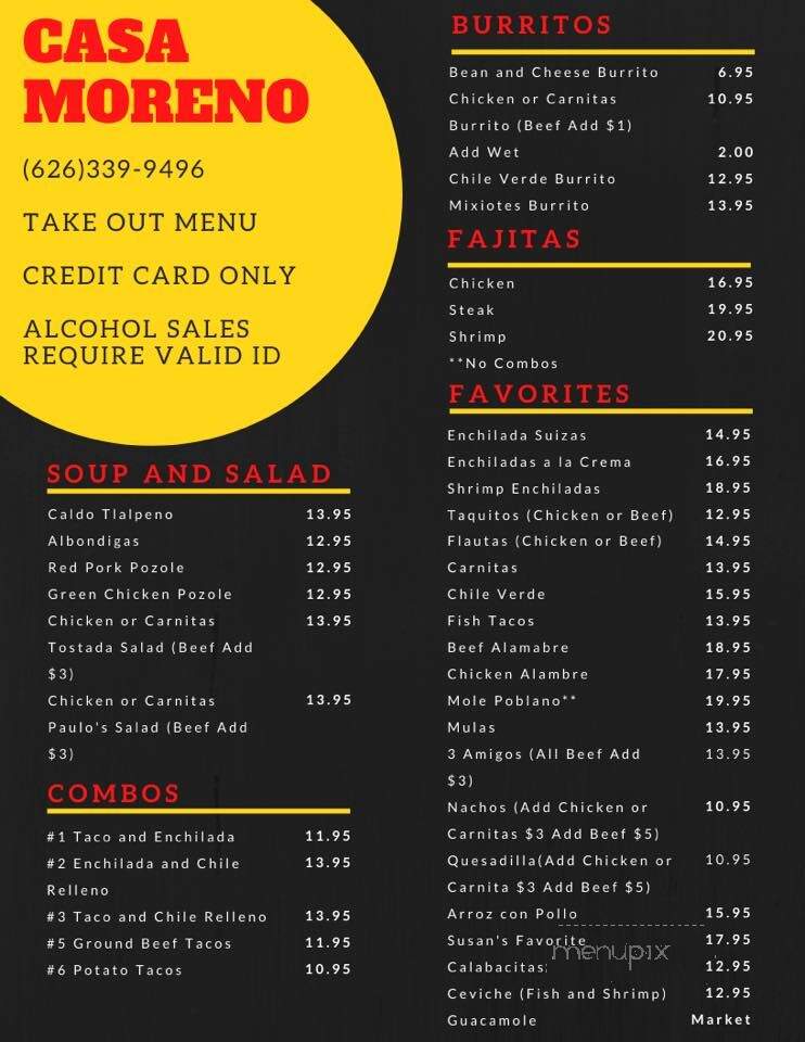 Casa Moreno - Covina, CA menu_pic