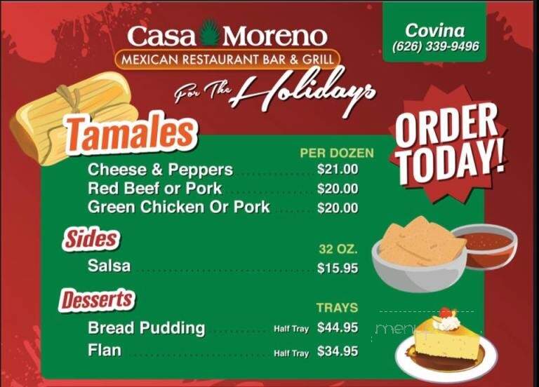 Casa Moreno - Covina, CA menu_pic