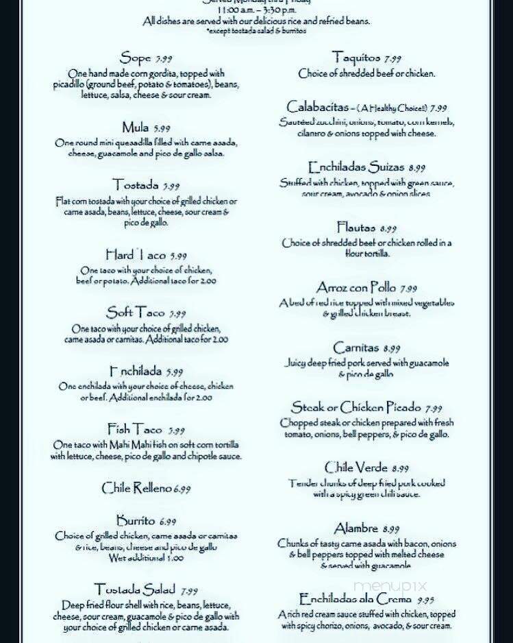 Casa Moreno - Covina, CA menu_pic