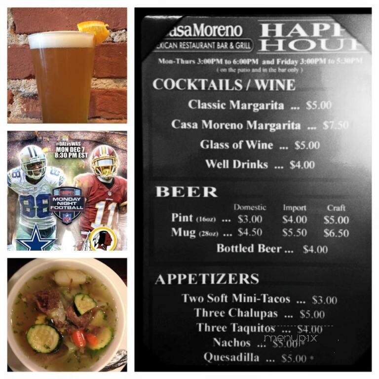 Casa Moreno - Covina, CA menu_pic