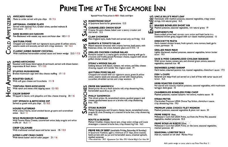Sycamore Inn - Rancho Cucamonga, CA menu_pic
