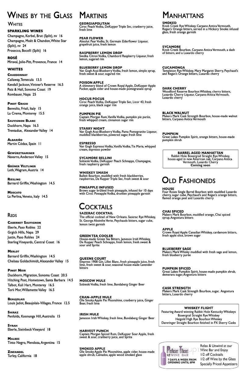 Sycamore Inn - Rancho Cucamonga, CA menu_pic