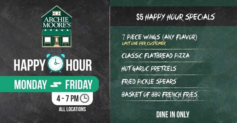 Archie Moore's Bar & Restaurant - Wallingford, CT menu_pic