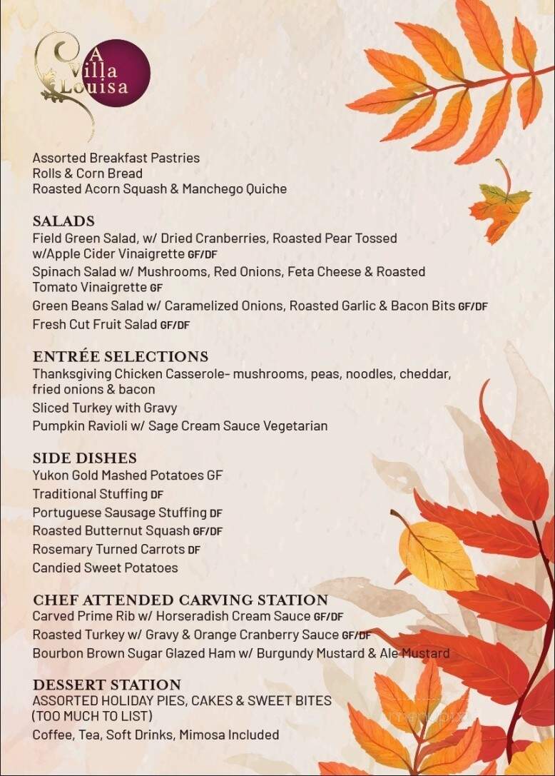 A Villa Louisa - Bolton, CT menu_pic