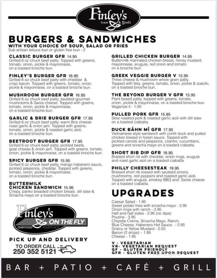 Finley's Irish Bar & Grill - Nelson, BC menu_pic