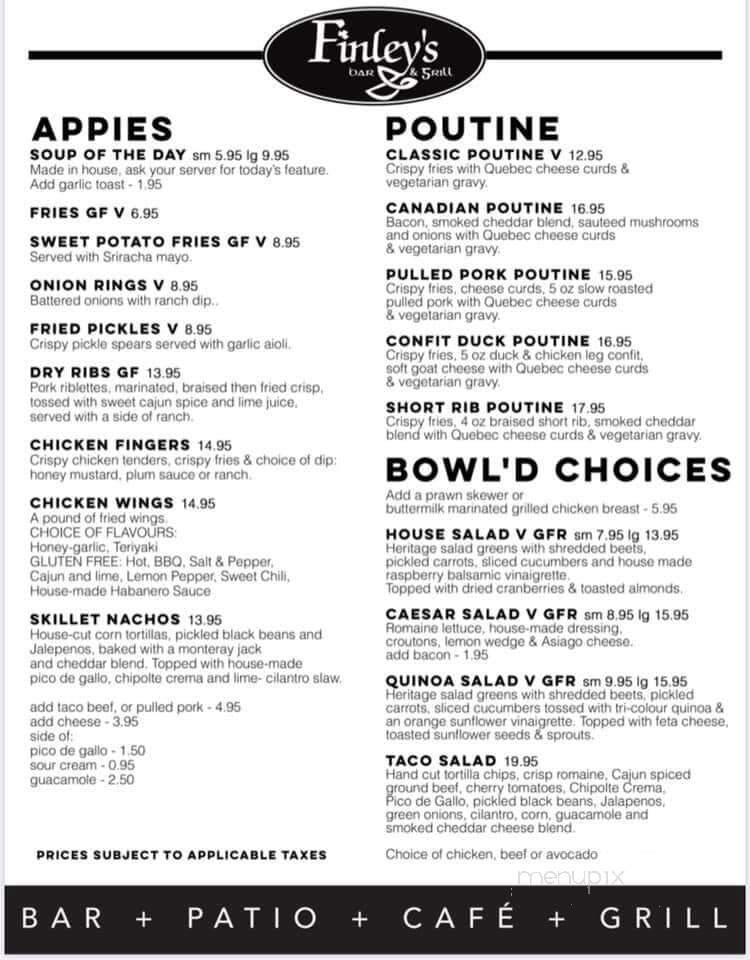 Finley's Irish Bar & Grill - Nelson, BC menu_pic