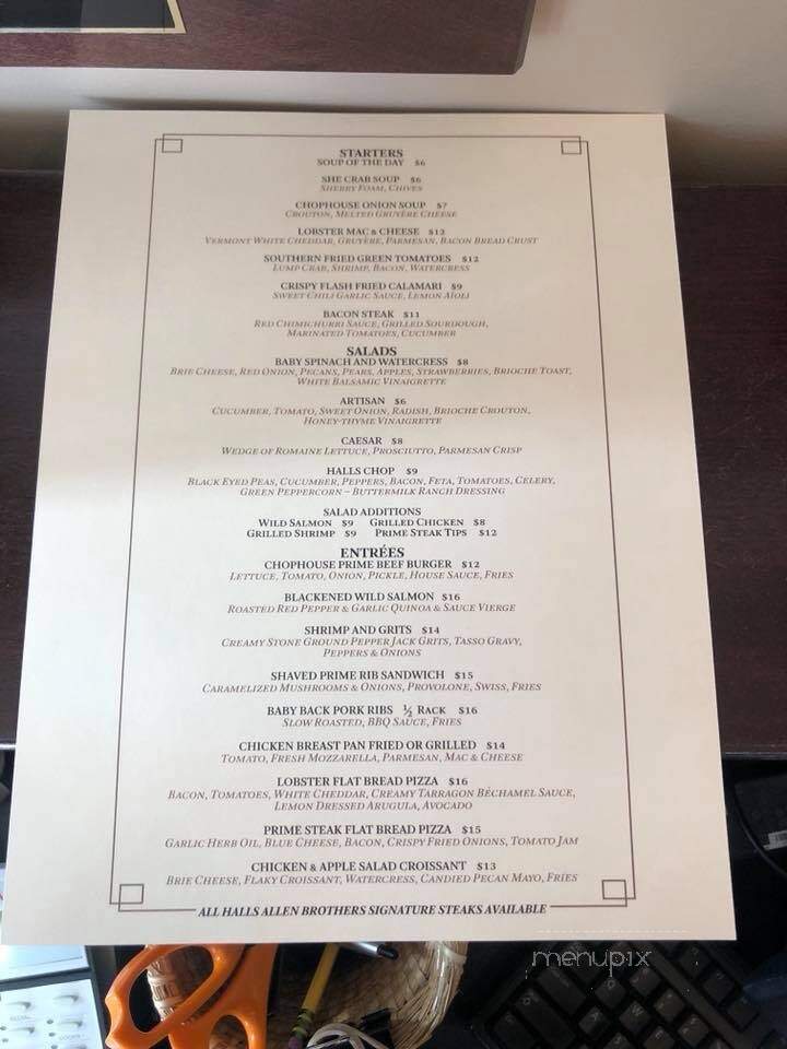 Halls Chophouse Greenville - Greenville, SC menu_pic